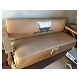 Leather Couch With Western Stage Coach Design