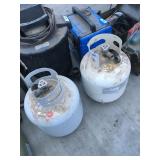 2 Propane Tanks With Propane, 5 gallon tanks