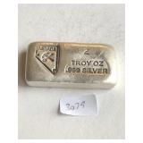 2 oz .999 Silver   Hand Poured Bar, Nevada Stamped