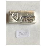 1 oz .999 Silver   Hand Poured Bar, Nevada Stamped