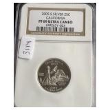 2005 Silver S Quarter, NGC PF69 Ultra Cameo Califo