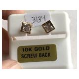 10 Kt Gold Screw Back Stud Earrings