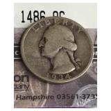 1934 Silver Circulated "Light Motto" Quarter