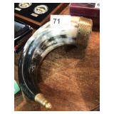 Bull Horn  w/ Brass Tip and Scroll Edge
