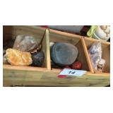 Wooden Box of Crystals and Minerals