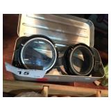 Vintage Style Motorcycle Goggles w/ Metal Case