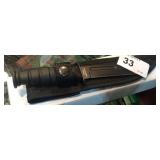 Black Handle Stainless Knife w/ Sheath & Box