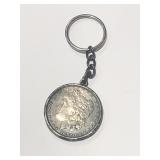 1882 Morgan Silver Dollar in Key Ring Bezel