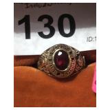 1976 10k Gold & Ruby Class Ring sz 6.25 tw 5.6 g