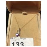 10k Gold & Heart Amethyst Pendant on 10k Chain