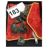 Sterling Silver Chain and 7 Natural Green Stones