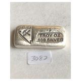 1 oz .999 Silver   Hand Poured Bar, Nevada Stamped