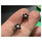 10K Sapphire and Diamond Stud Earrings