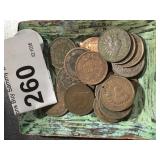 21 Indian Head One Cent Coins    Dish Not Included