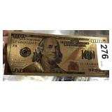 $100.00 Faux Note 24k Gold Dipped 2009 A
