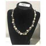 Braided Pearl and Beaded Necklace 17" long