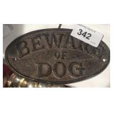 Cast Iron Oval Sign - Beware of Dog 7" Across