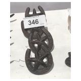 4 Cast Iron Door Knobs - Star and Horseshoe