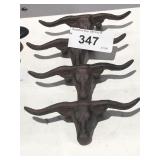 Cast Iron Long Horn Steer Door Knob 4 Total