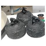 3 Dragon Trinket Boxes  4 1/4" Tall