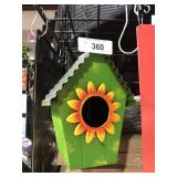 Metal Bird House Green, Orange, & Yellow