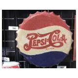 Bottle cap style pepsi cola tin sign