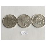 3 Silver Peace $1 Dollar ,2  1923S,1922 D High Bid