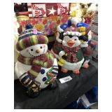 Penguin & snowman cookie jars
