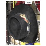 black cowboy hat w/ feathers