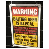 warning deer tin sign