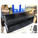 black three row TV stand