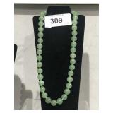 Jade Stone Beaded Necklace   18" Long
