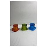 3 Fenton Upside Down Hats - Red, Green & Blue