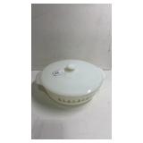 Vintage Fire King Milk Glass Lidded Casserole Dish