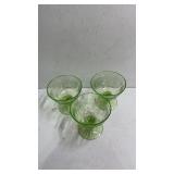 Vintage 3 ea Uranium Sherbert Cups