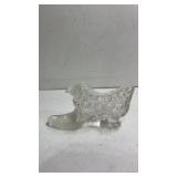 Vintage Clear Glass Shoe w/ Cat