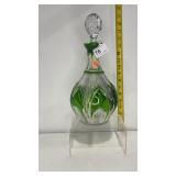 Vintage Green Cut to Clear Decanter