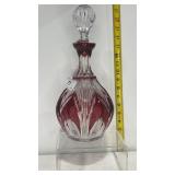 Vintage Red Cut to Clear Decanter
