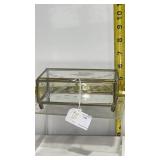 Brass & Etched Glass Jewelry Box
