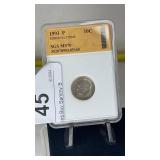 Slabbed Coin MS70 1993 P MS70 Roosevelt Dimes