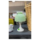 Fairy Lamp w/ Milk Glass Stand & Green Shade
