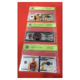 3 Silver Dipped BasketBall Dipped Collectable Note
