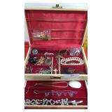 Vintage Jewelry Box w/ Costume Jewelry