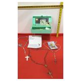 Small Plastic Jewelry Box w/ Rosaries and