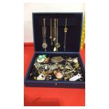 Avon Jewelry Box w/ Costume Jewelry & Wall Hanger