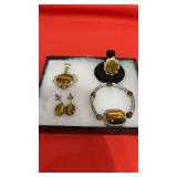 Sterling Pendant & Ring w/ Tiger