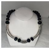 Onyx & Tibetan Silver Necklace