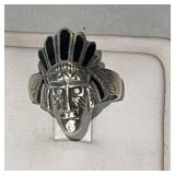 Sterling Silver Ring, Indian Head Moif