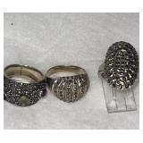 Sterling Silver Rings, Multi Stone, Marcasite