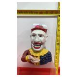 Cast Iron Metal Clown Action Bank 7" Tall